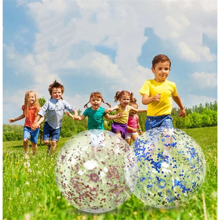 40CM Glitter Inflatable Beach Ball Transparent PVC Sparkle Water Toy 7 Colors Trendy Summer Beach Pool Party Outdoor Play for Ki