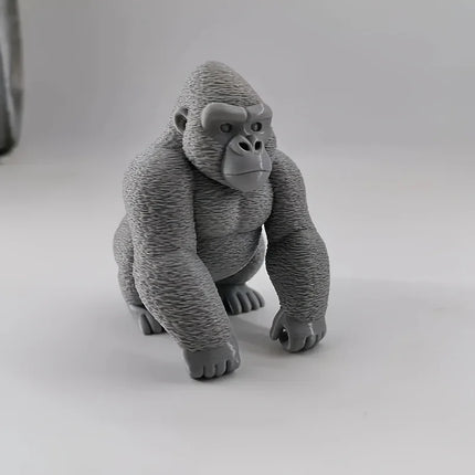 3D Printed Silver Backed Gorilla Statue, Realistic Chimpanzee Ornament, Used for Desktop, Office, and Holiday Home Decoration
