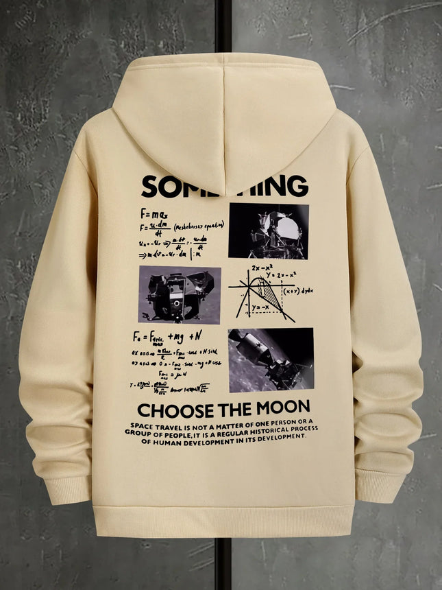 2026 Viral Fall Winter Black Fleece Hoodie Space Rocket Math Equation Graphic Korean Kpop Y2K Aesthetic Trendy Pullover Top