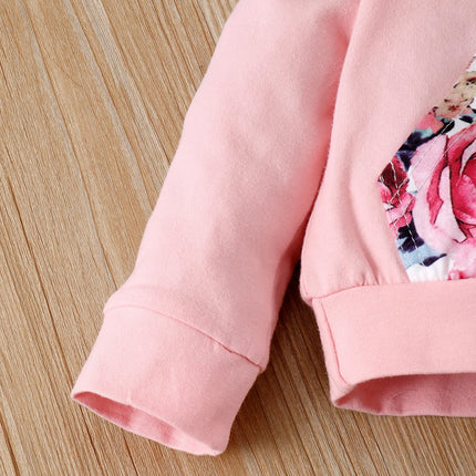 0-18 Months Newborn Baby Girl Floral Clothes Set Hooded Printed Top+Pant+Headband 3PCS Autumn&Winter Toddler Girl Fashion Outfit