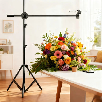 Adjustable 82.68inch Floor Stand Tripod for Phone, Detachable Overhead Stand for Live Streaming, Recording, Cooking, Painting, and Food Photography - No Batteries Required, Perfect for Christmas Gifts, Holiday Offices, Bedroo