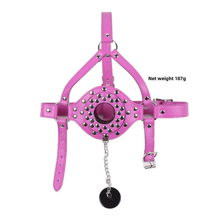 Fetish Head Harness with Mouth Gag & Removable Cover Drool Gag BDSM Slave Bondage Gear Adult Sex Toy for Role Play Games Tool