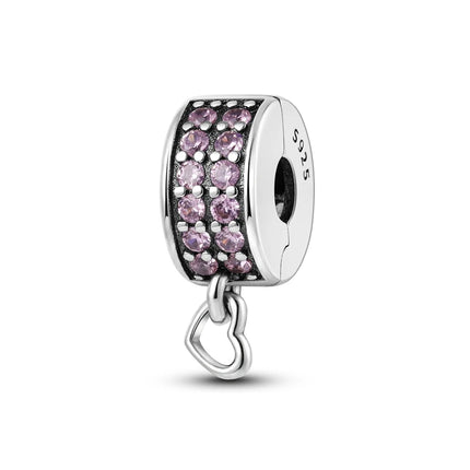 Charm Hot Sales 925 Sterling Silver Charms Beads CZ pave Round Clip Charms Fit Original Bracelet Necklace Charms Jewelry Gift