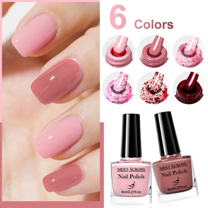 6pcs/set 8ml Water-Based Nail Polish Long Lasting Quick Drying No Lamp Cure Nail Supplies Vernis for Nails Manicure