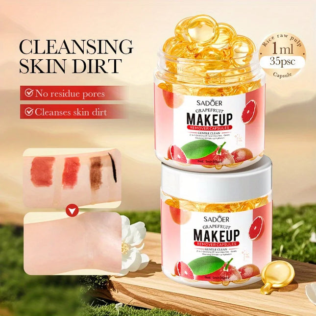 Grapefruit Makeup Remover Capsules Deep Cleanse Dissolve Waterproof Makeup Gentle On Skin Travel Friendly