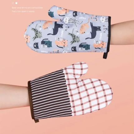 Heat Resistant Microwave Oven Mitts Gloves Anti Scald Insulation Non Slip Kitchen Baking Tools