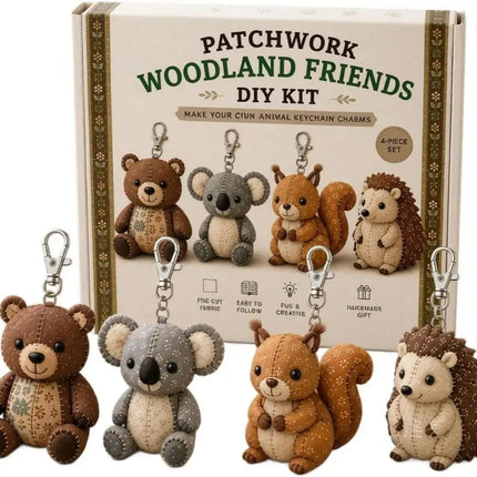 Pre-cut Fabric DIY Sewing Kit Easily Sewing Handcrafted Handmade Keychain Art Bird Cat Dogs Cartoon Animals Animal Keychain Kit