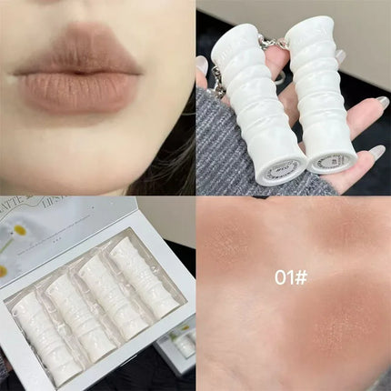 QIBEST New Exquisite Symphony Matte Lipstick Matte Soft Mist Korean Cosmetics Light Color Colorful Lasting Shiny Lipstick Makeup