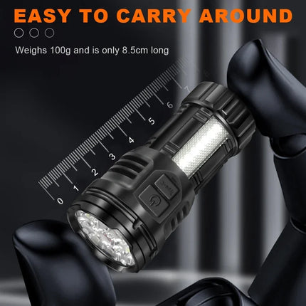 Mini Flashlight 9 LED Strong Light Lantern Long Range Rechargeable Pocket Lamp Outdoor Portable Camping Hiking Light