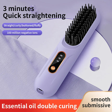 USB charging straight hair comb portable straightener 3-speed temperature control 60-minute standby time 20CM size