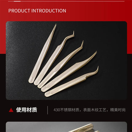 5PCS Eyelash Extension Tweezers Set Lash Applicator Tool Stainless Curved Straight For Eyelash false Clip Makeup Nail Art Tools