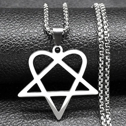 Hip Hop Rock Music Him Heartagram Star Heart Necklace for Women Men Stainless Steel Y2k Black Metal Band Goth Punk Chain Jewelry