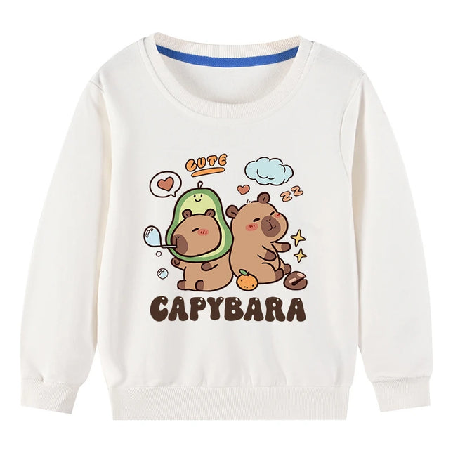 Cute Capybara Cotton Sweatshirt For Boys And Girls Children's Funny Hoodies For Autumn Kids Long T-shirt Outdoor Sports Sweater