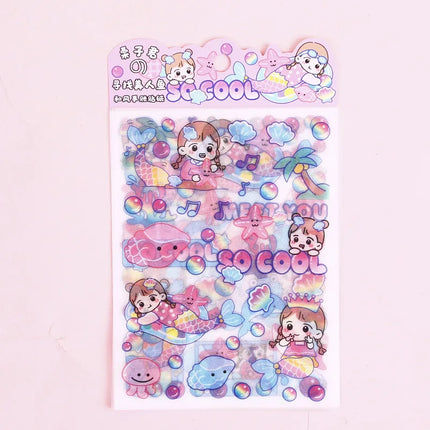 Kawai 4Pcs Pink PET Decorative  Stickers Pack Scrapbooking Stationery School Supplies Korean Stickers