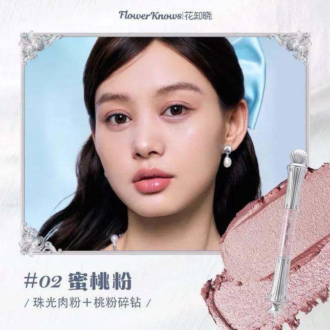 Flower Knows Shell's Jewel Collection Double-ended Shimmer Eyeliner Pen Lying Silkworm Waterproof Highlighter Eyeshadow