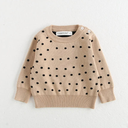 Classic Spring Baby Sweatshirt with Shoulder Buckle 0-3Y Toddler Stripe Knitted Pullover Girls and Boys Loose Base Tops Sweater