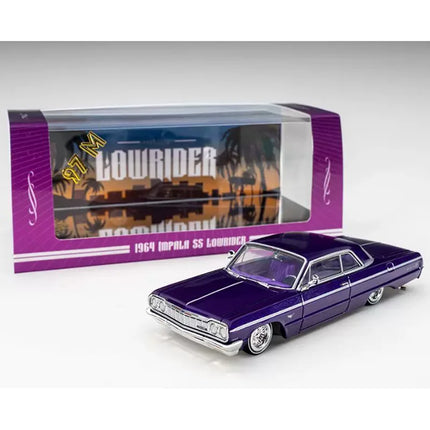 97M 1/64 Scale Impala 1964 Impala SS LowRider Jumping Car Alloy Model Collection Decoration Decorative Piece