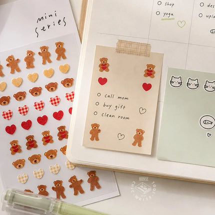 Suatelier Mini Stickers Korean Cartoon Dinosaur Animal Scrapbooking DIY Nail Sticker Junk Journal Diary Decor Craft Supplies