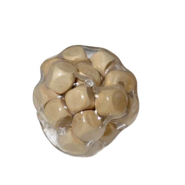 Handmade Wooden Noisy Ball Squishy Toys Creative Stress Relief Fidget Toy Squeeze Ball Decompression Toy for Anti-Anxiety