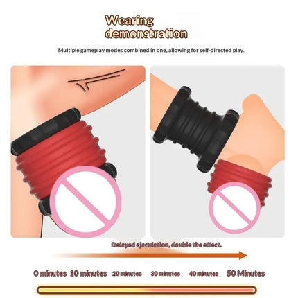 Male Penis Lock Cock Ring Set Enlargement Ball Stretcher Sex Toy For 18+ Erection Delay Time Ejaculation Penis Ring Big Man