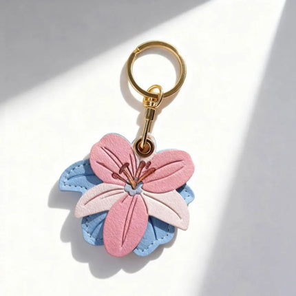 Fashion Cartoon Flower Keychain PU Leather Access Control Card Holder Bag Pendant Ornament Multicolor Bag Hanging Men