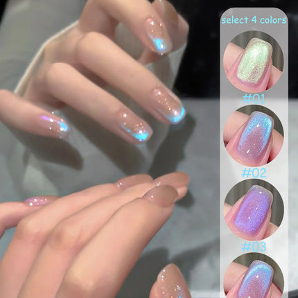 1-12pcs ZH Spring/Summer Ice Transparent Sweet Wine Glass Beads Cat Eye Nail Polish Gel New Flashy Popular Pink Nail Supplies
