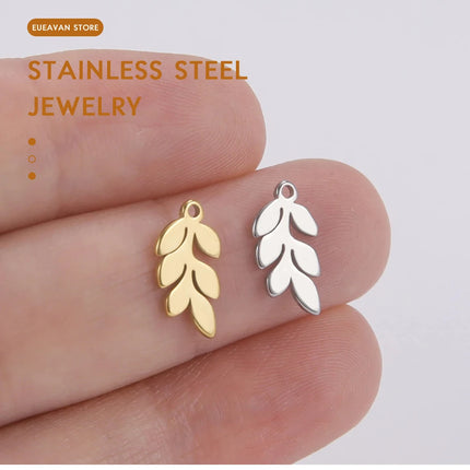EUEAVAN 5pcs Stainless Steel Charms for Jewelry Making Leaves Lotus Flower Star Pendant Mini Charm Necklace Bracelet DIY Gifts