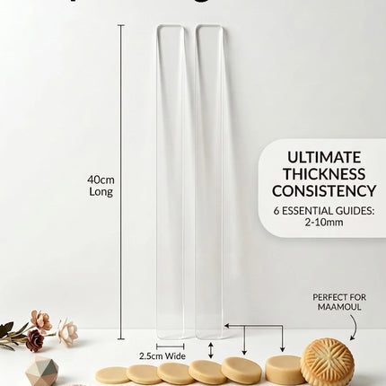 2Pcs Acrylic Thickness Ruler 2-10mm,Rolling Pin Guide for Cookie Fondant Maamoul,DIY Polymer Clay Pottery Craft Tool,Baking Rule