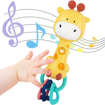 Baby Musical Rattle Toy-Light-Up Teether & Sensory Chew, BPA-Free Soft Rubber, Baby Shower & 1st Birthday Gift for 6-18 Months