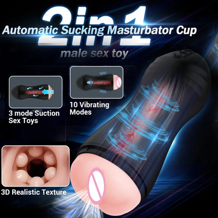 Male Masturbation Cup Automatic Sucking Real Oral Vagina Suction Vibrator Masturbator Sex Toys For Men Blowjob Vibrating Machine