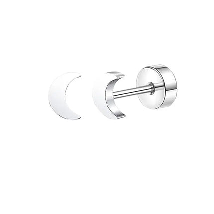 2PCS/Set Stainless Steel Heart Moon Earbone Stud Screw Ball Stud Earrings for Women Fashion Ear Tragus Cartilage Body Piercing