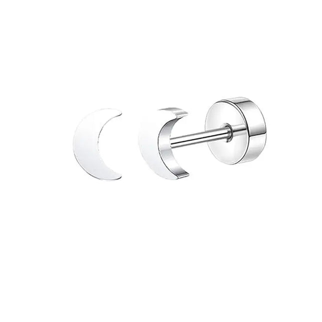 2PCS/Set Stainless Steel Heart Moon Earbone Stud Screw Ball Stud Earrings for Women Fashion Ear Tragus Cartilage Body Piercing