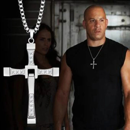 New Fast And Furious 7 Moive Cross Tourette Necklace Dominic Toretto Cross Pendant Necklace For Men