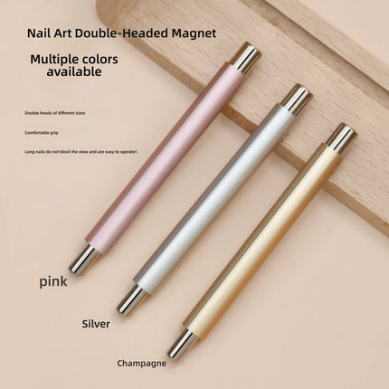 1Pcs Glass Bead Effect Nail Magnetic Stick ﻿Double Head Cat's Eye Magnetic Pen Strong Magnet Steel Ball Detachable Manicure Tool