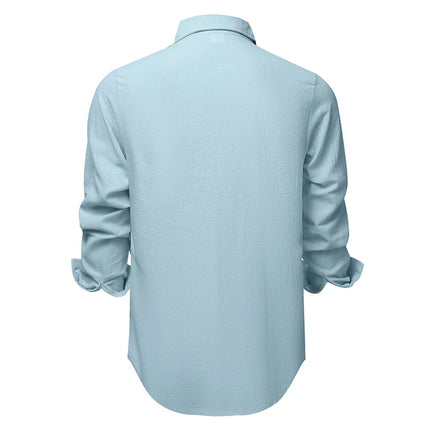 100% Linen Cotton Shirt Men Casual Fashion Male Clothing High Quality Tops Black White Shirts Business Long Sleeve Shirt Men