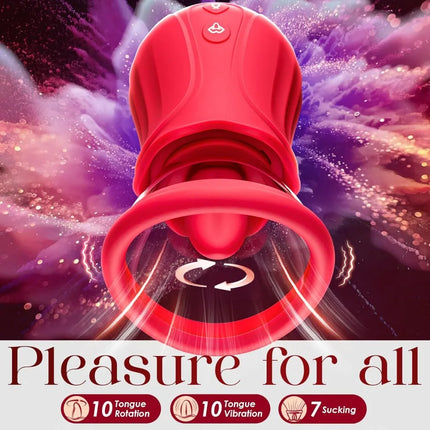 APP Control G Spot Rose Sex Toy 7 Sucking 10 Tongue 360° Licking Vibrating Clit Sucker Vibrators Removable Cup Nipple Clamps