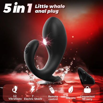 Powerful Wearable Anal Butt Plug Vibrator 12 Vibration 7 Electric Shock Butt Plug With Wireless Remote Sex Toys for Men Women