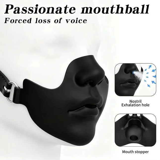 New Production Face Mask Mouth Gag Sex Bondage Breathable Ball Gag Dildo Adjustable Oral Plug Mask Juguetes Sexuales Adult Toys