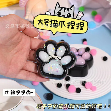 Hot Selling Russian Strawberry Cat Paw Squeeze Toy Cute Stress Relief Plush Soft Fidget Game Same