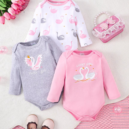 Baby girl clothes 3PCS Baby girl onesies spring and autumn long-sleeved onesie cotton  newborn baby clothes  0-12 months