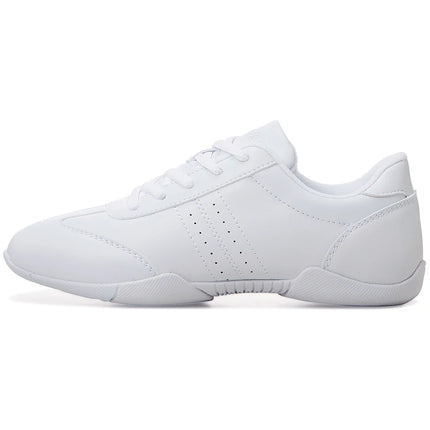 BAXINIER Youth Girls White Cheerleading Dancing Shoes Athletic Training Tennis Walking Lightweight Competition Cheer Sneakers