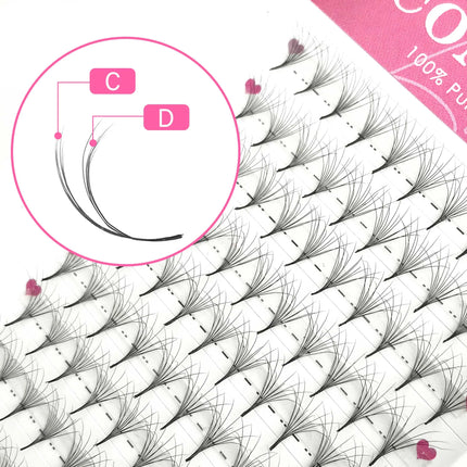 Automatic Flower 6D Fluffy Double Layers CD Curl Pointy Base Fan Eyelashes Extension Russian Volume Lash Soft Silk Fan Cosmetics