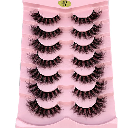 7pairs Natural Russian Strip Lashes Fluffy Mink Lashes 3D False Eyelashes Fluffy Volume Eyelashes Fake Eyelash Extension Make Up