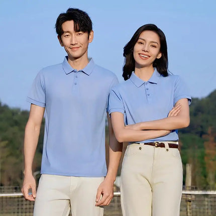 Summer 100% cotton overalls polo shirt custom company logo embroidered lapel short-sleeve T-shirt printing