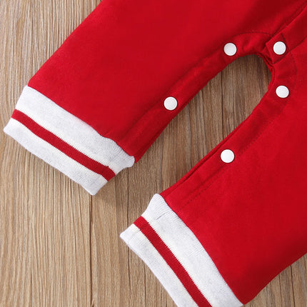Fashionable letter printed long sleeved round neck cute and personalized baby boy jumpsuit