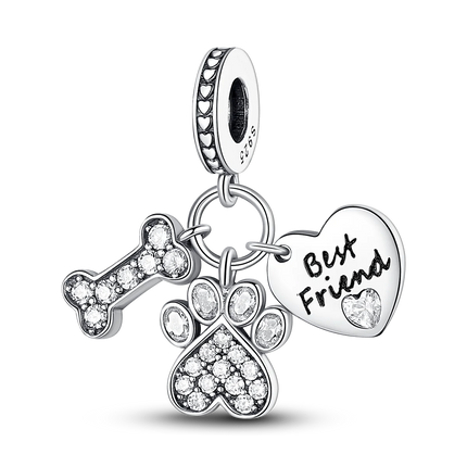 Inlaid Zircon Charm Beads 925 Sterling Silver Color Love Heart Snake Dangle Fit Original Bangle Bracelet Charms Pendant Jewelry