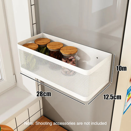 Magnetic Refrigerator Side Storage Rack Iron Space Saving Side Hanging Basket Kitchen Organizer Shelf Household Summary Holder