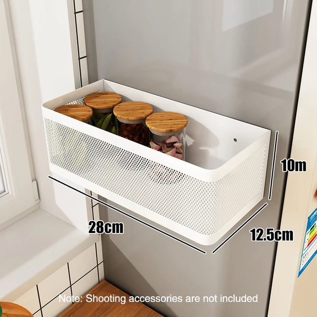 Magnetic Refrigerator Side Storage Rack Iron Space Saving Side Hanging Basket Kitchen Organizer Shelf Household Summary Holder