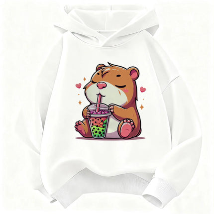 Capybara Funny Design  Children's Hoodie Sweatshirt Cute Harajuku Hoody for Boys Girls Spring Casual Hoodies