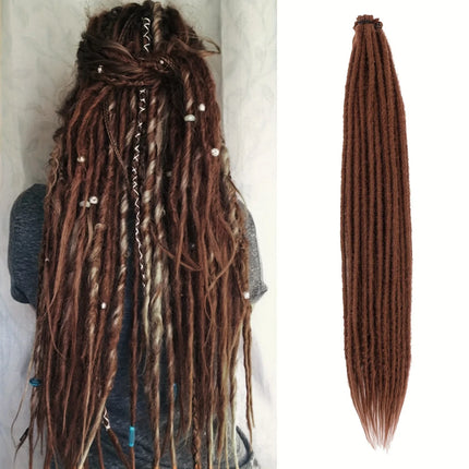 24 Inch Handmade Crochet Synthetic Fiber Hair Extensions, Soft Dreadlock Style, African Hip Hop Look, Suitable for Daily Wear.